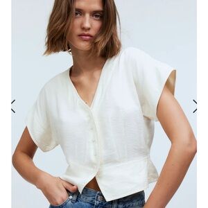 NWT Madewell Pleated Short Sleeve Top xxs
